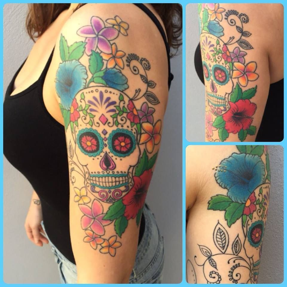 sugar skull tattoos for women        
        <figure class=