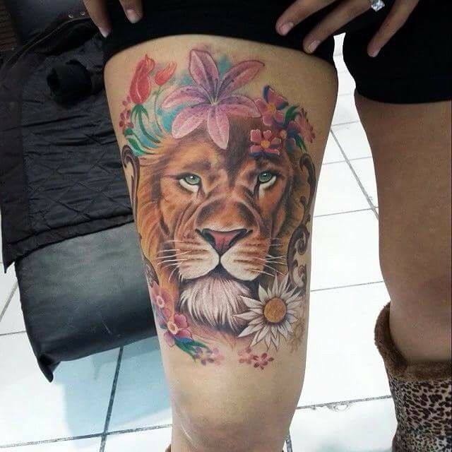 Lion flower tattoo - Body Tattoo Art
