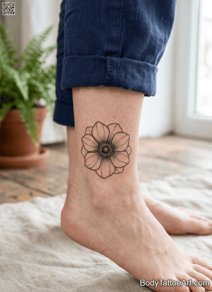 stippling Anemone Flower Tattoos