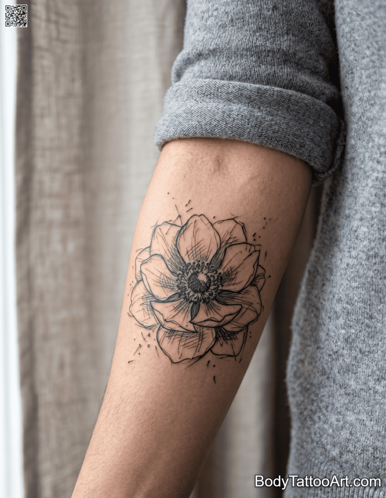 illustrative Anemone Flower Tattoos