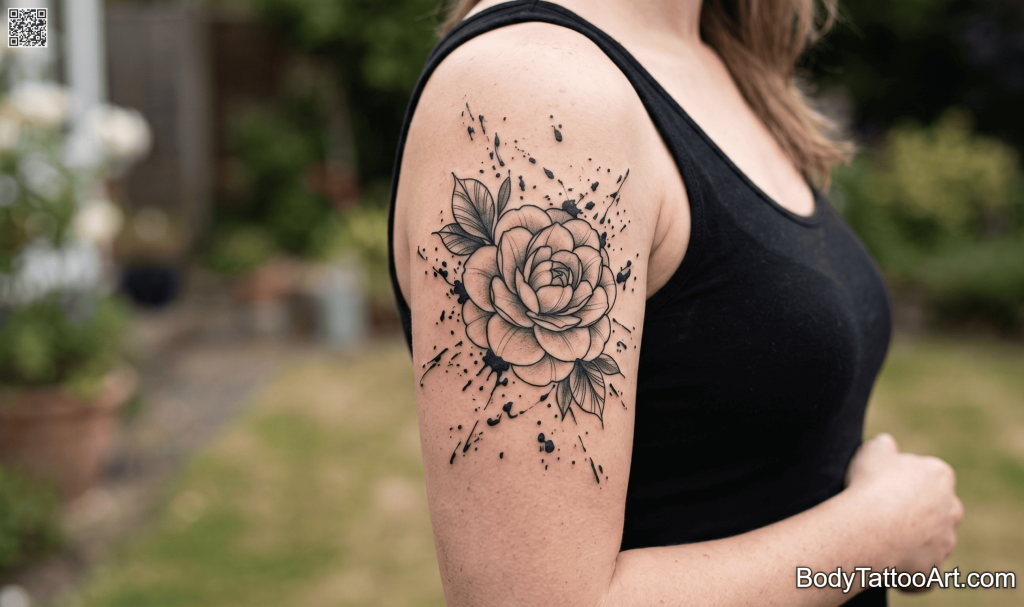 neo-traditional Camellia Tattoos