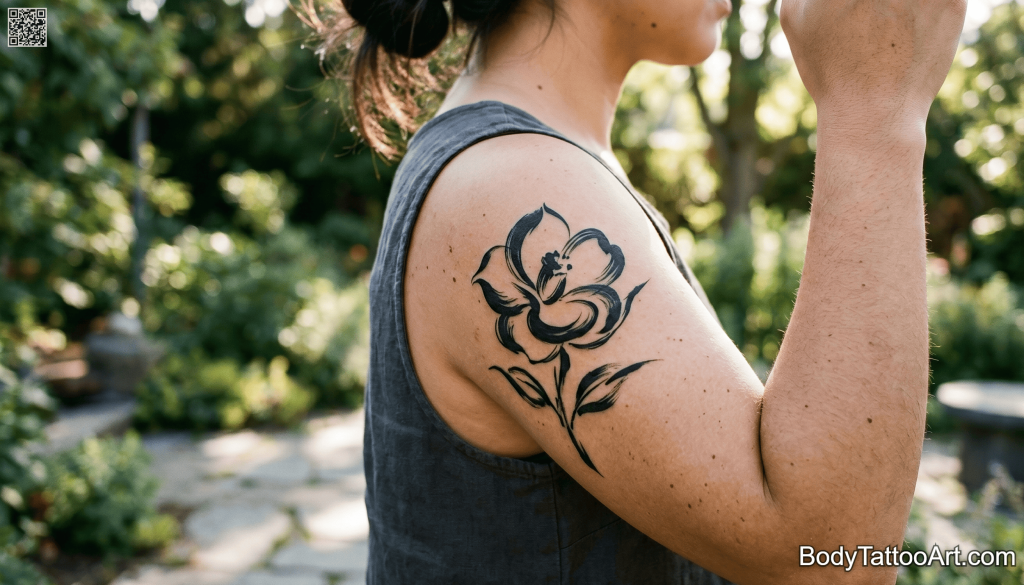 sumi-e inspired Camellia Tattoos