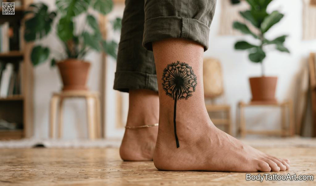stamp style Dandelion Tattoos