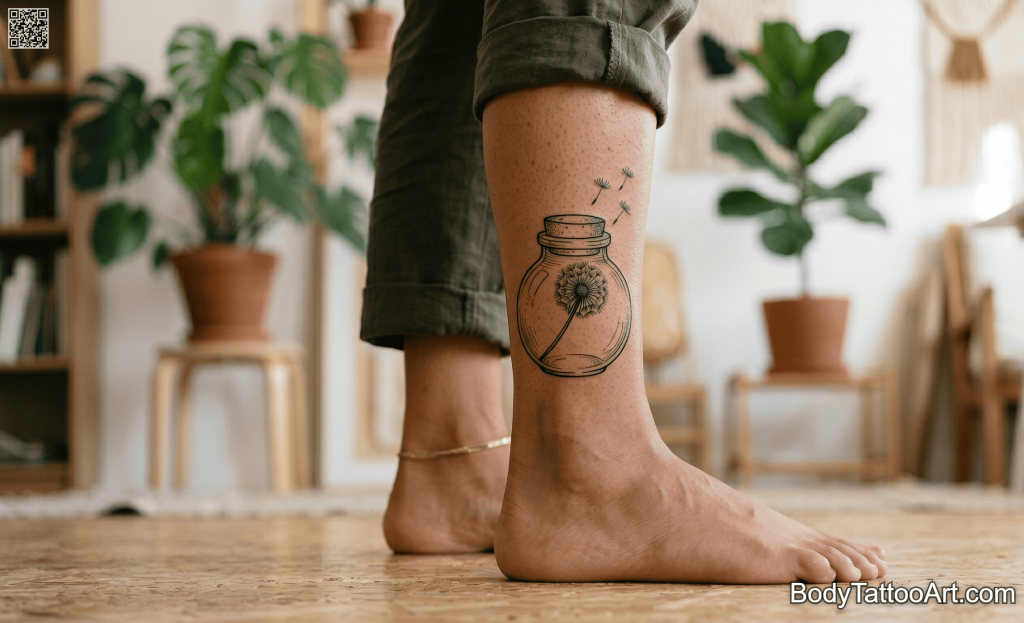 Fine line illustration Dandelion Tattoos