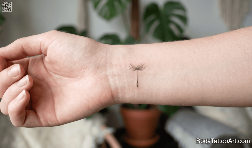 Micro fine line Dandelion Tattoos