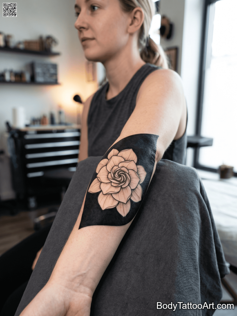 blackwork Gardenia Tattoos