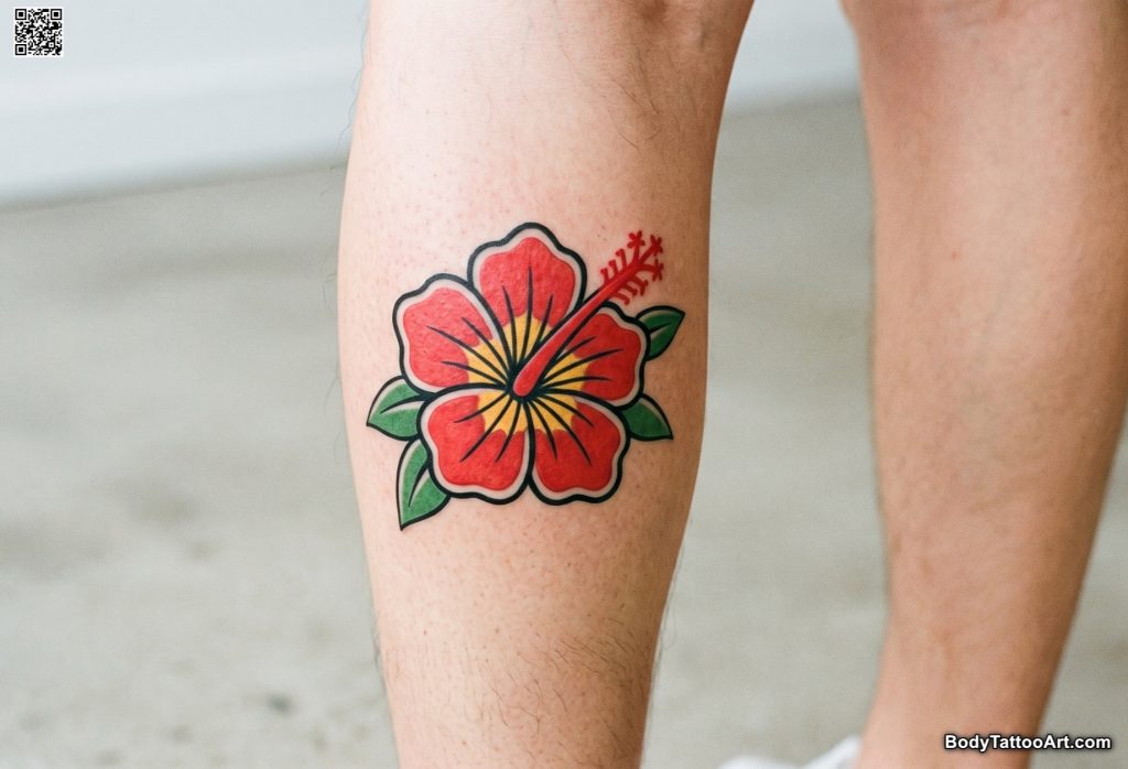 Thick Lines Hibiscus Tattoos