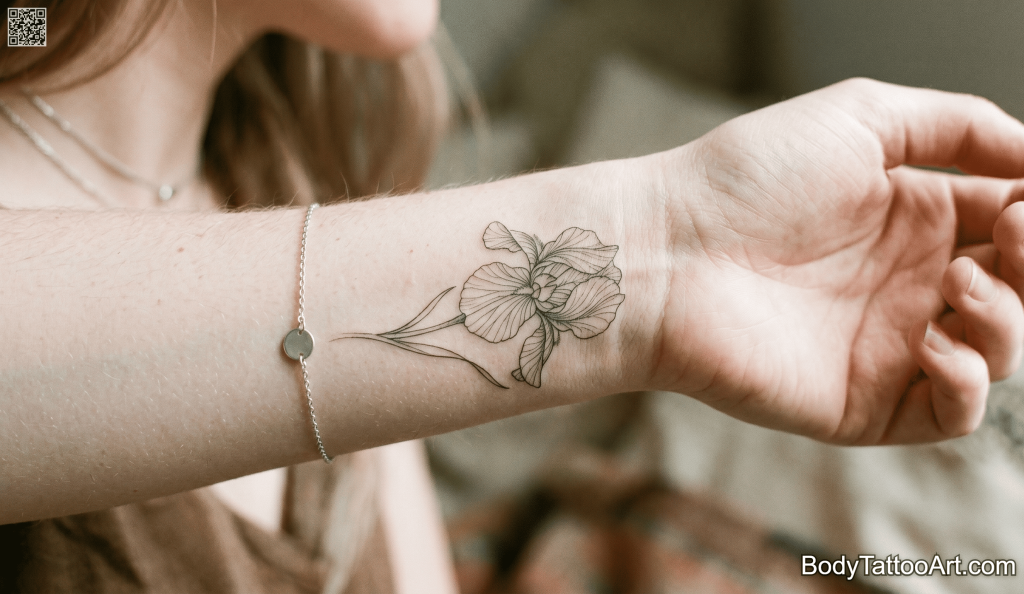 Ultra fine line Iris Tattoos