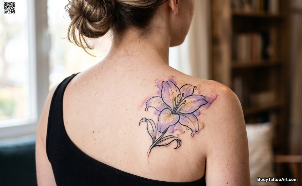 Watercolor Spill Lily Tattoos