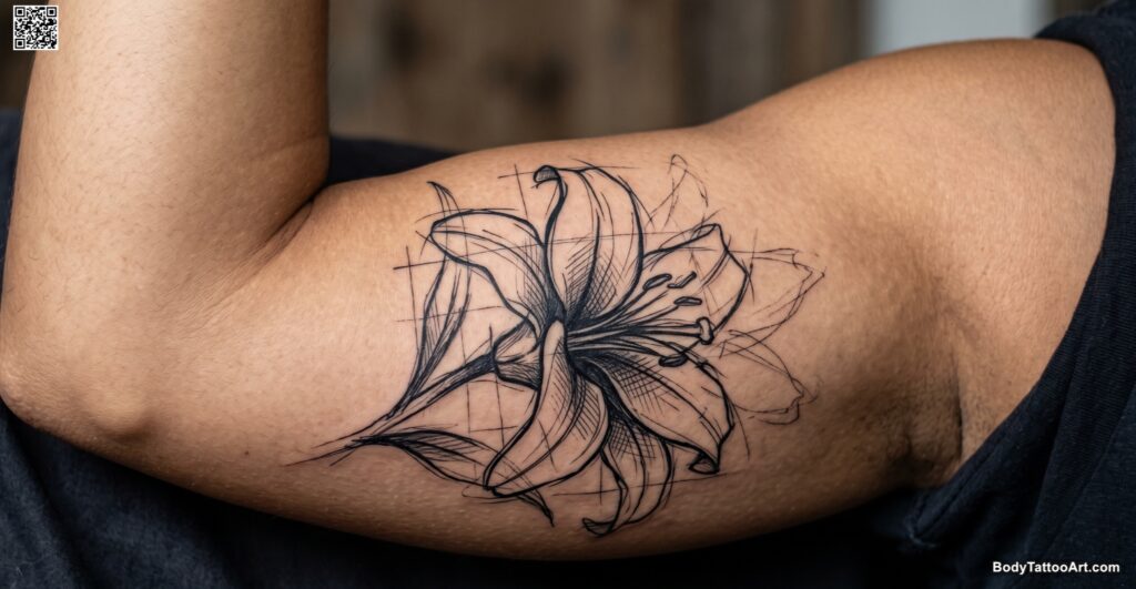 Sketched and Unfinished Lily Tattoos