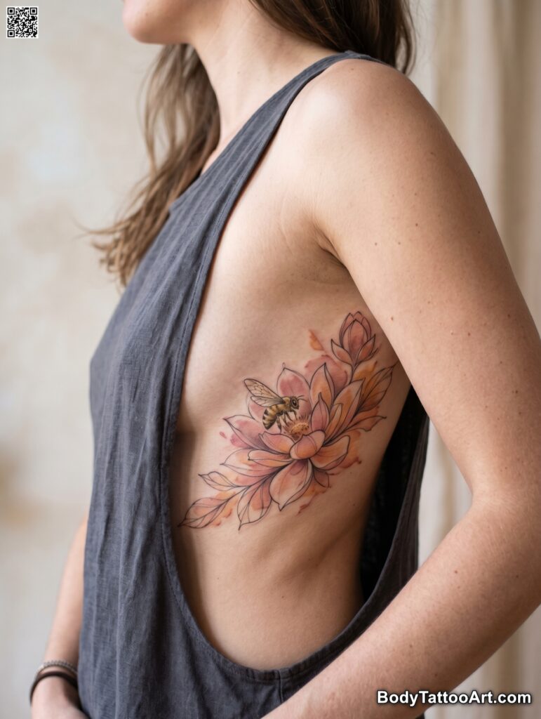 Lotus With Bee tattoo