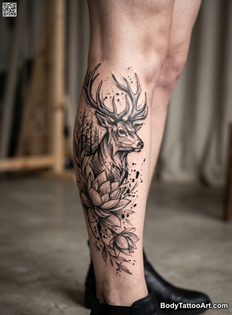 Abstract Forest Lotus Deer
