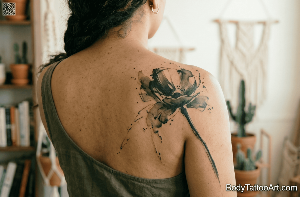Abstract ink wash Poppy Tattoos