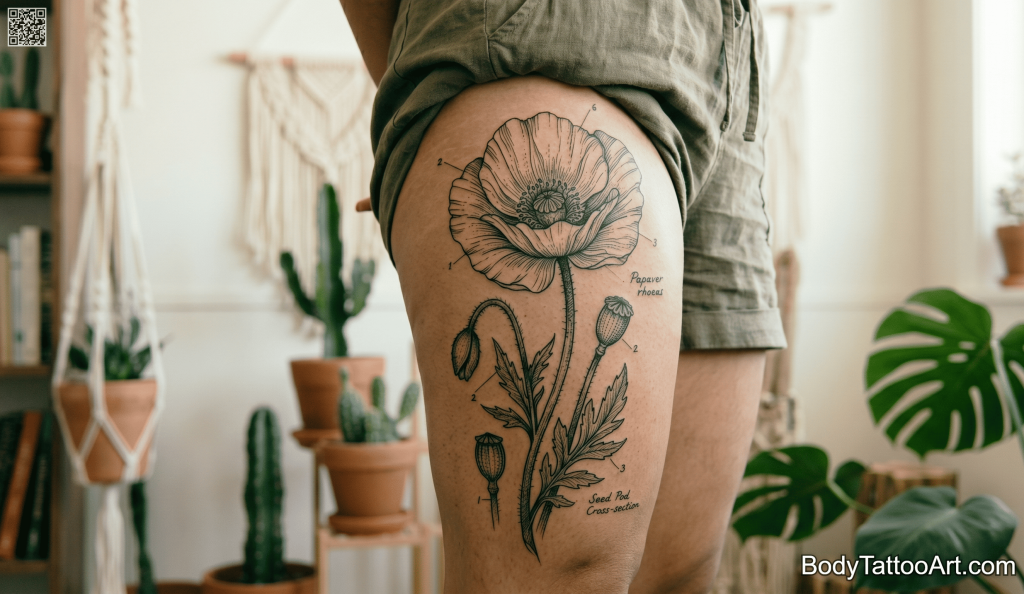 fine line Poppy Tattoos