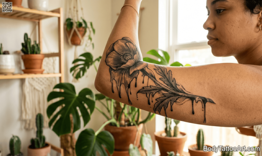 illustrative blackwork Poppy Tattoos