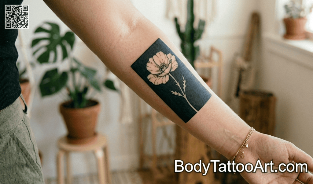 blackwork Poppy Tattoos