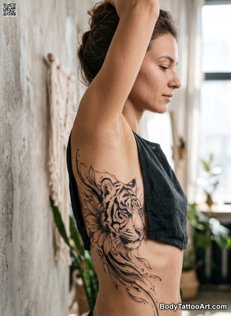6 Sunflower With Tiger Tattoos That Feel Wild