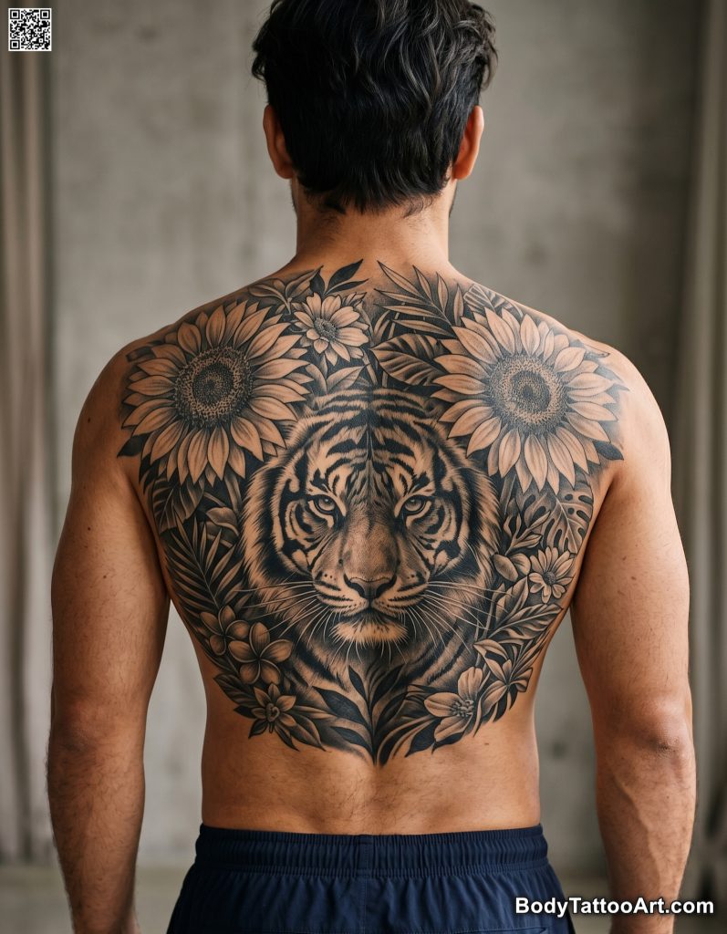 6 Sunflower With Tiger Tattoos That Feel Wild and Artistic