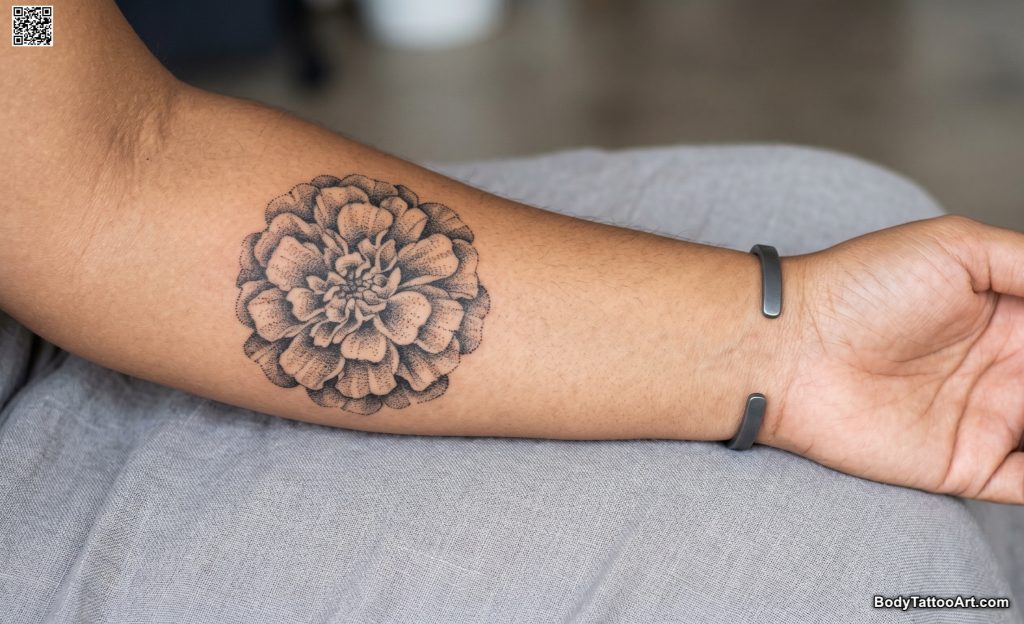 Dotwork Marigold With No Outlines