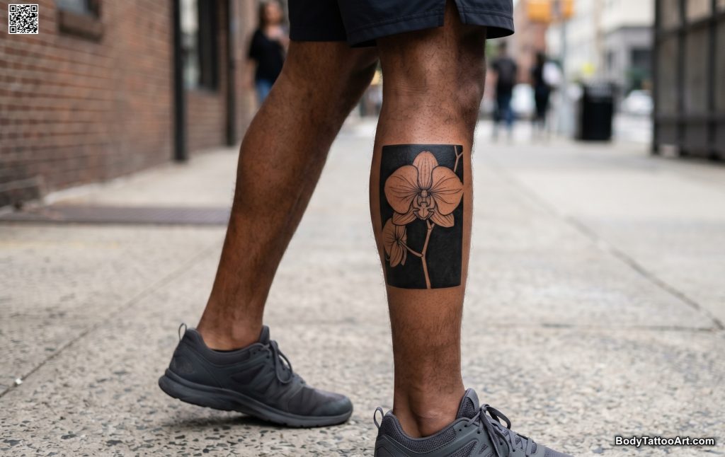 Negative Space Bloom Orchid Tattoos