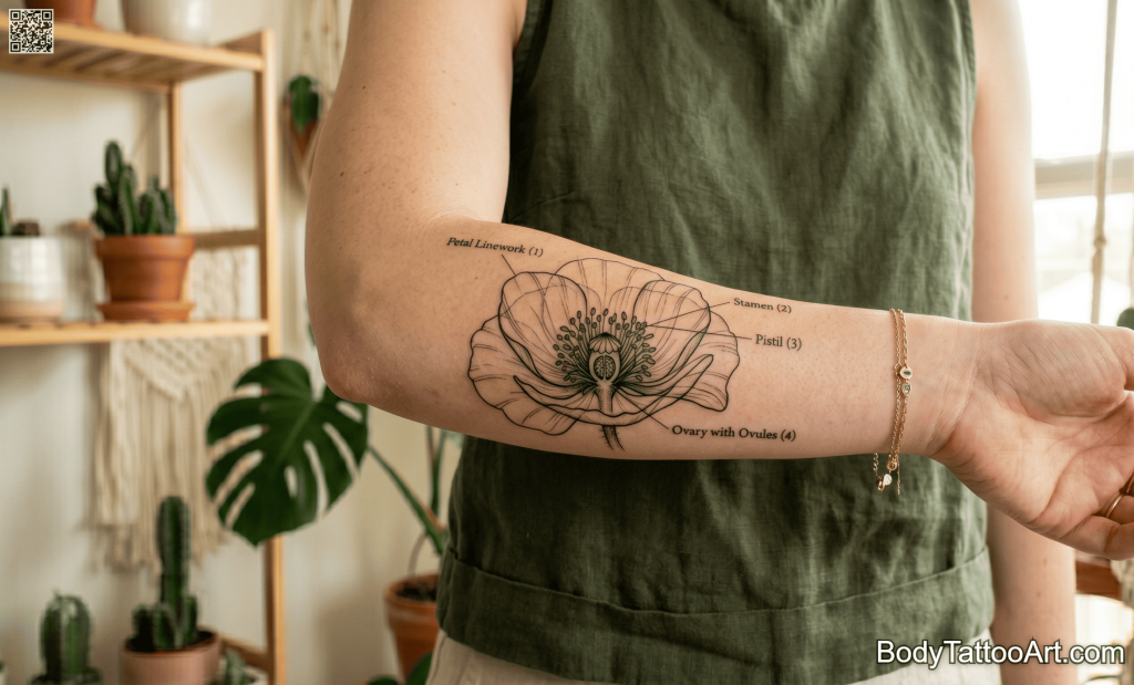  fine line Poppy Tattoos