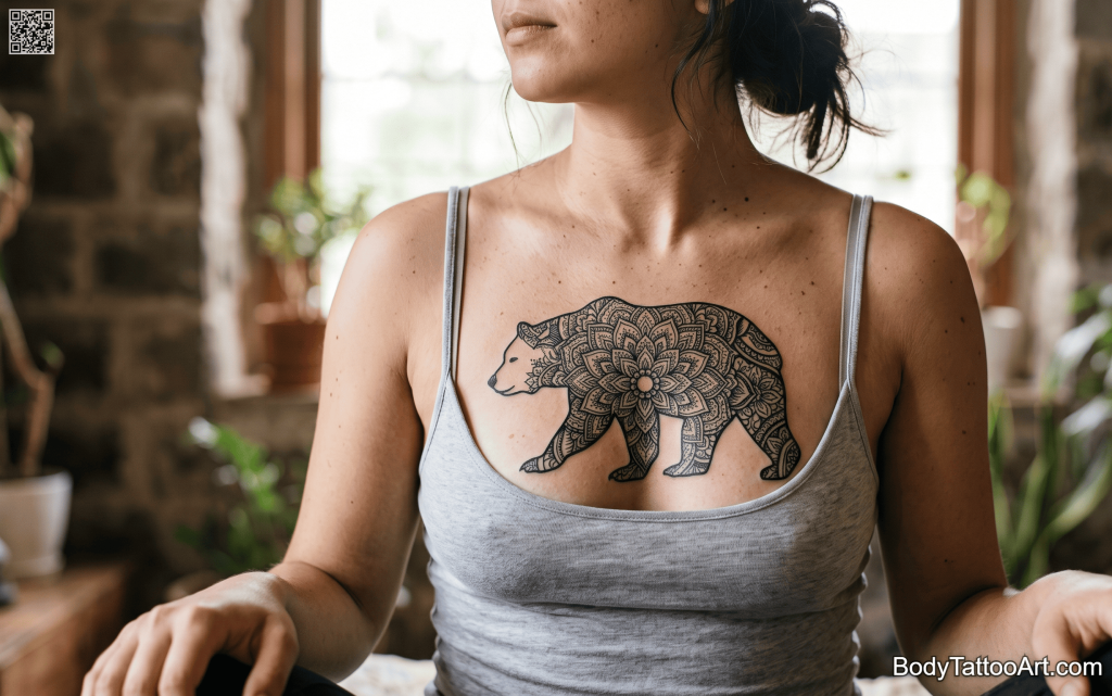  Ornamental / mandala Bear Tattoos
