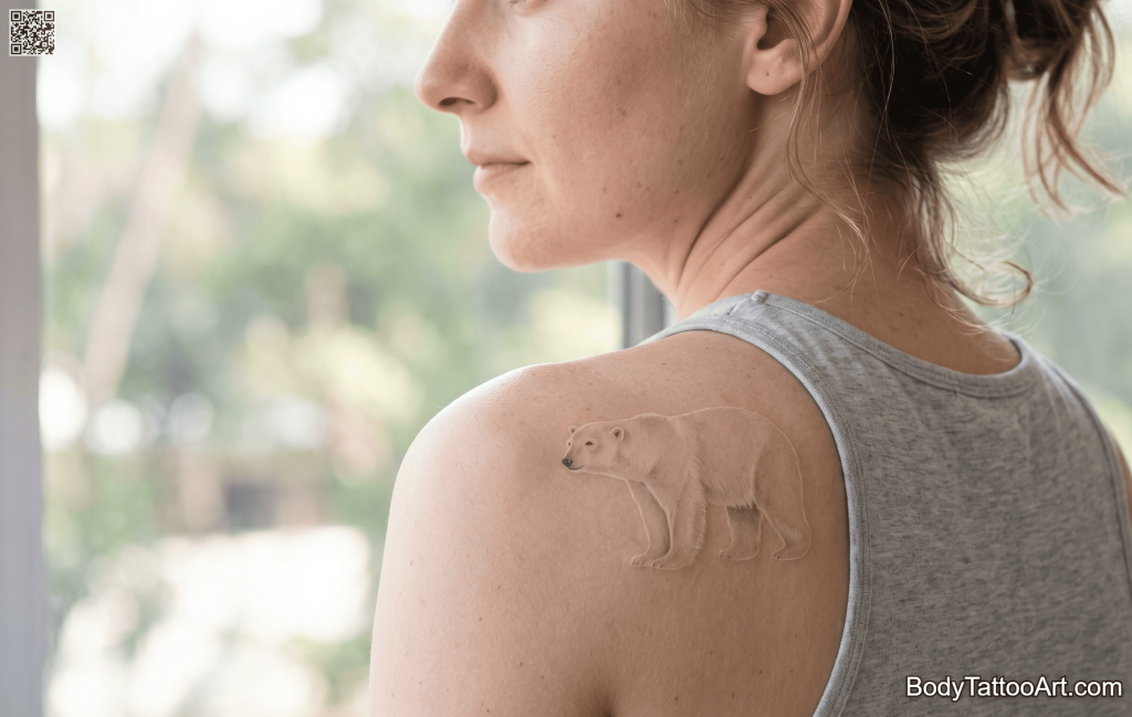 White ink / grey-wash Bear Tattoos