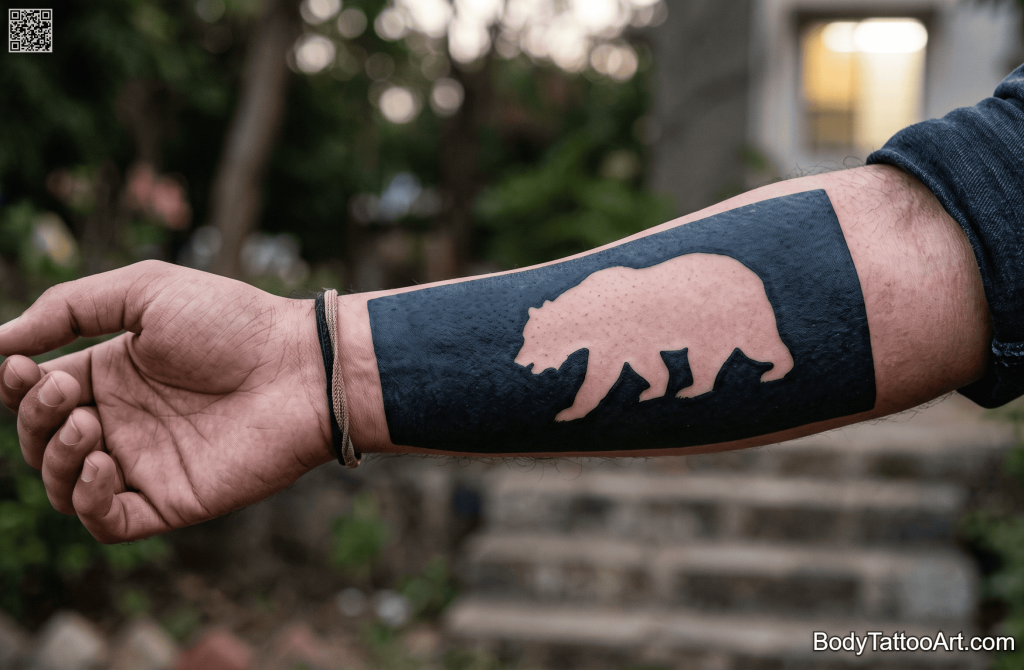  Blackout / negative space Bear Tattoos