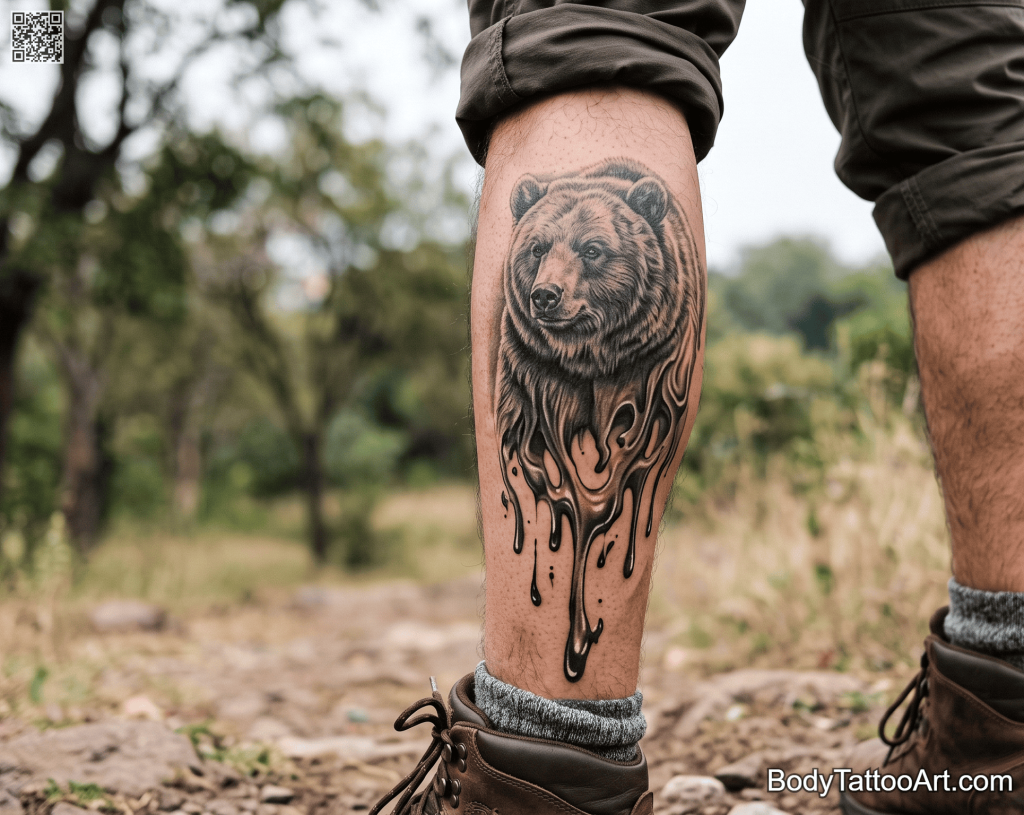 grey-wash realism Bear Tattoos