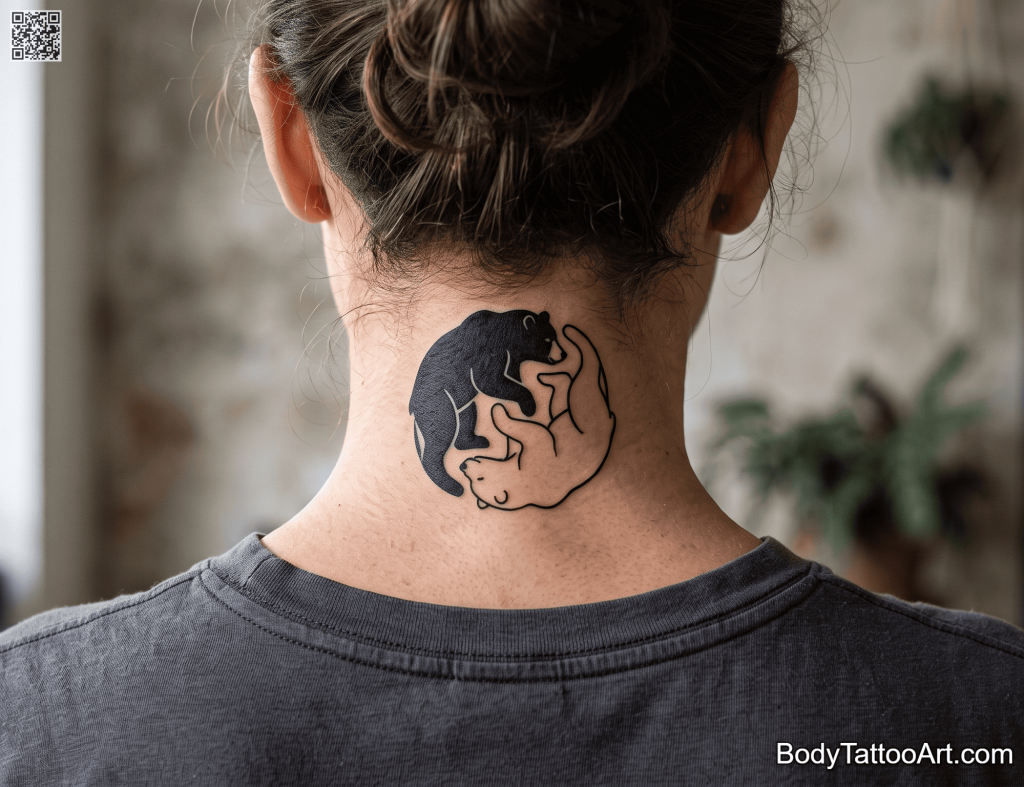 Graphic blackwork Bear Tattoos