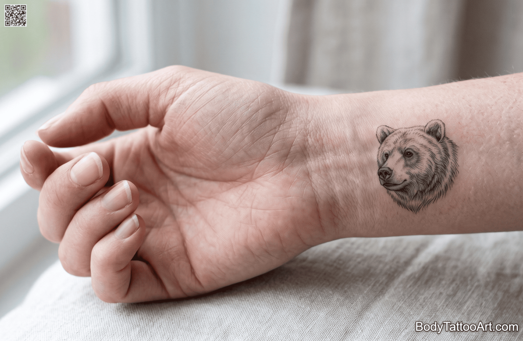 single needle Bear Tattoos