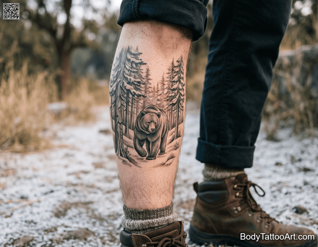 Illustrative grey-wash Bear Tattoos