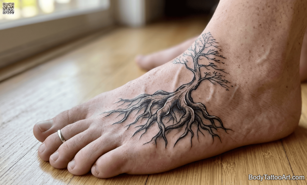 Fine line with bold roots Bonsai Tree Tattoos