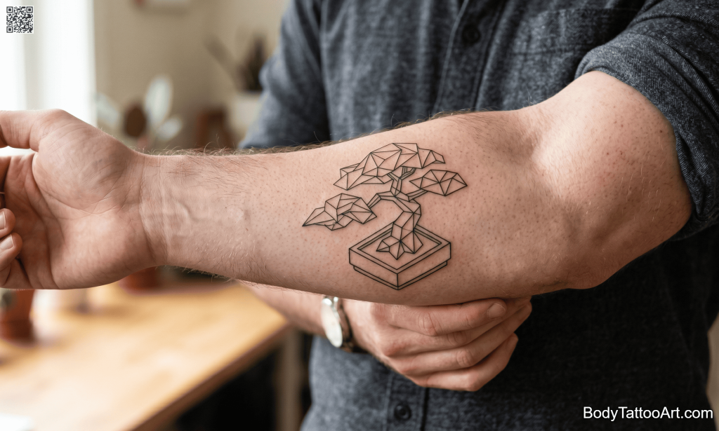 Isometric geometric Bonsai Tree Tattoos