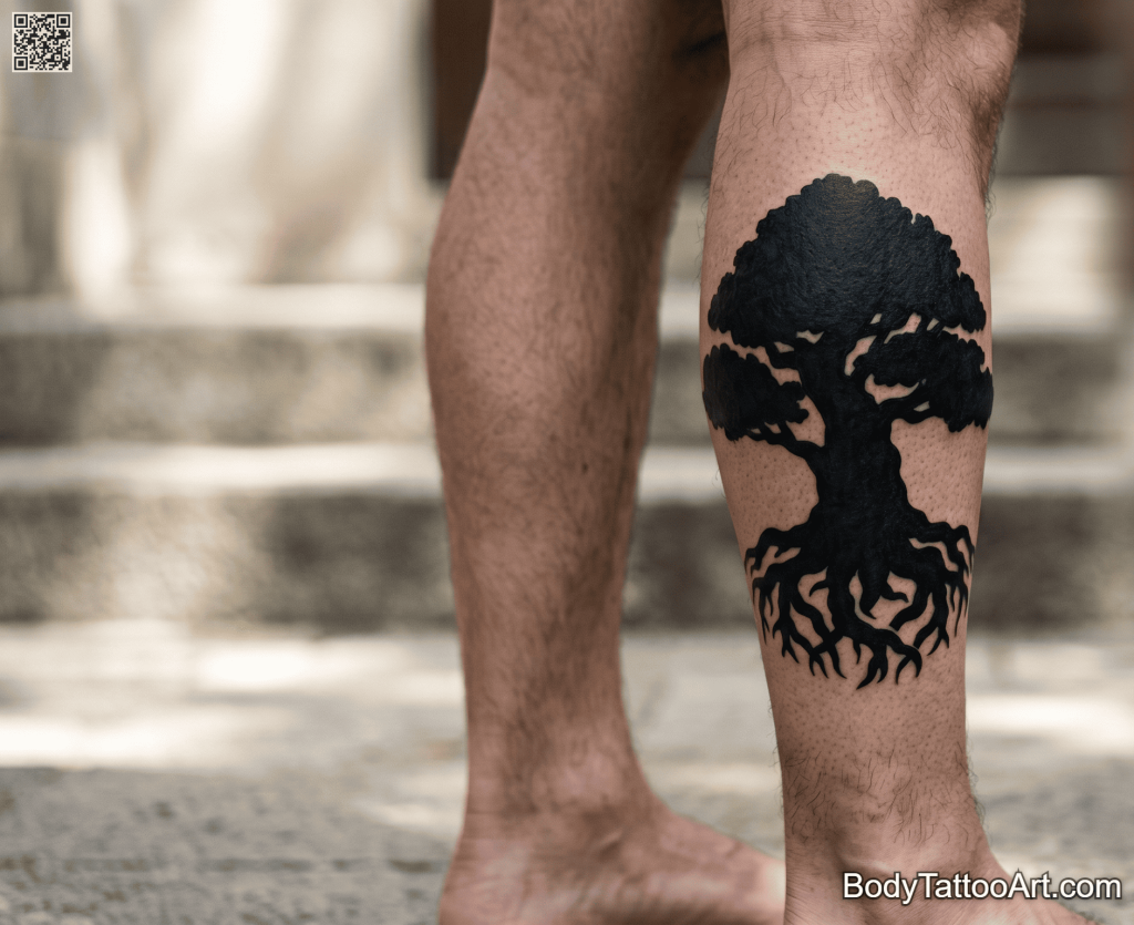 Blackwork Bonsai Tree Tattoos