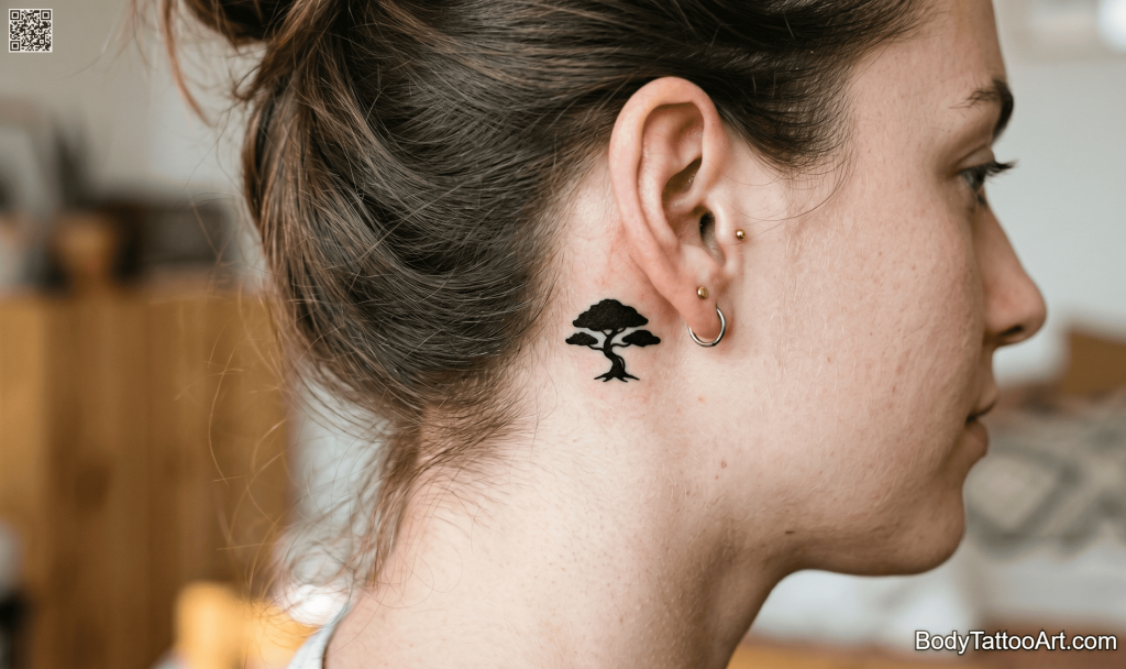 Micro silhouette Bonsai Tree Tattoos