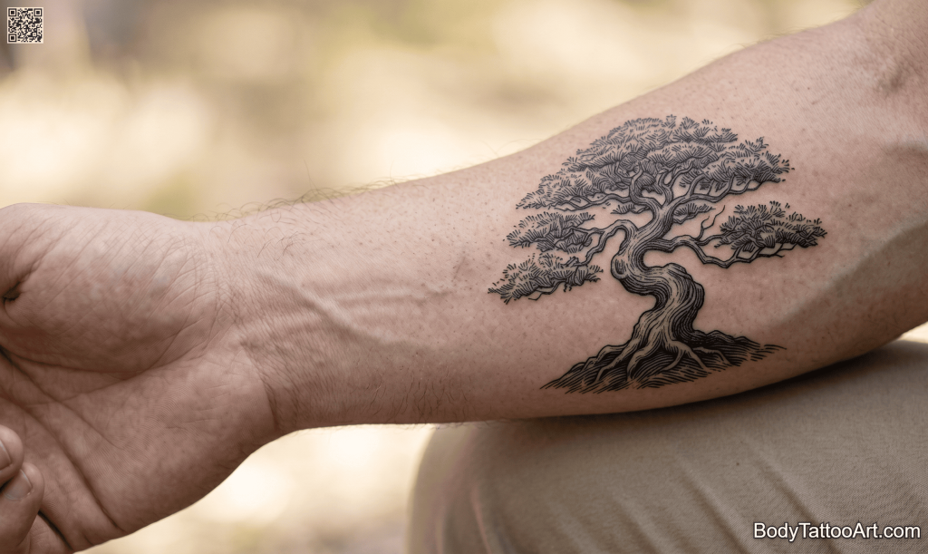 etching Bonsai Tree Tattoos