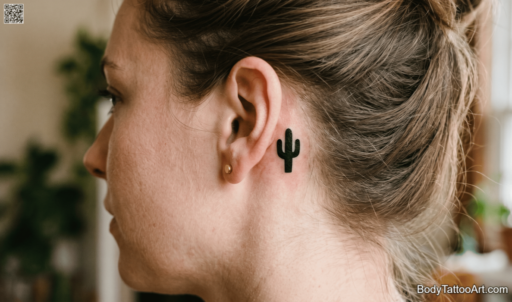 blackwork Cactus Tattoos