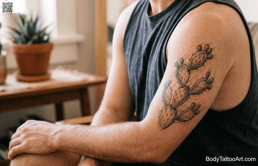 grey-wash Cactus Tattoos