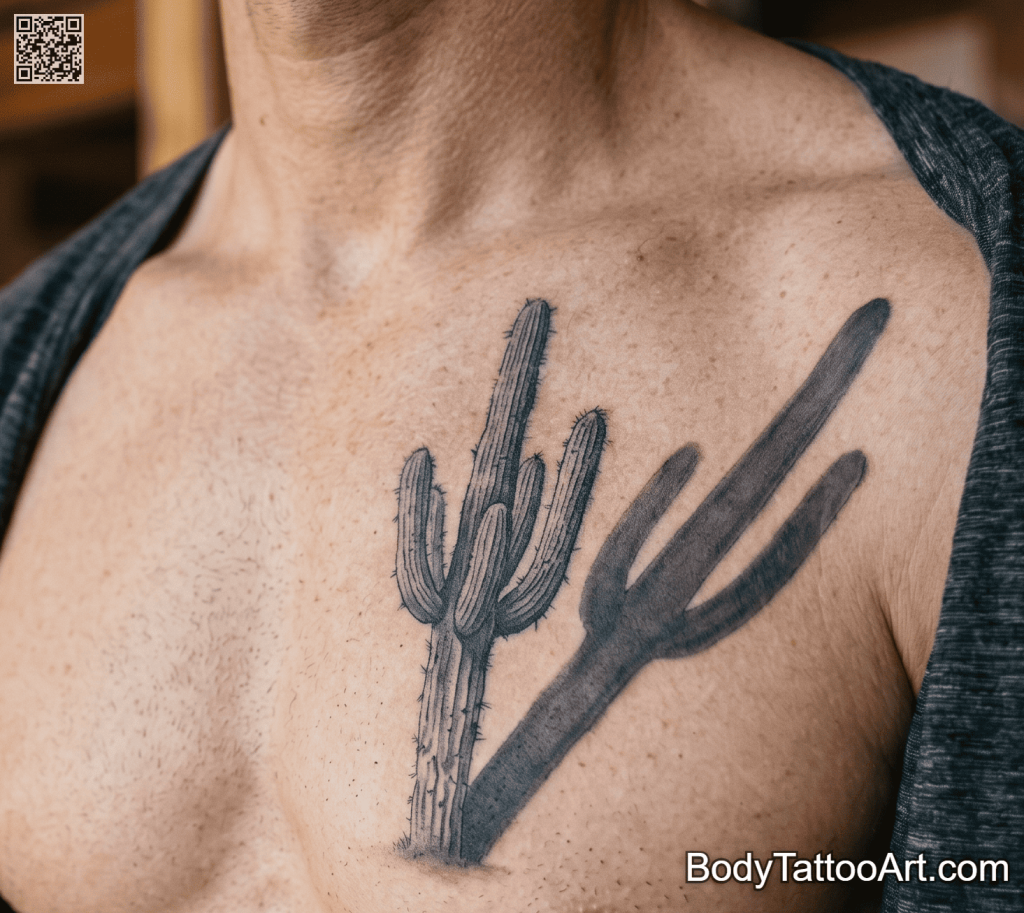 Grey-wash realism Cactus Tattoos