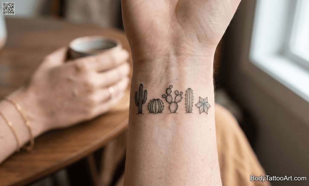 Fine line micro Cactus Tattoos