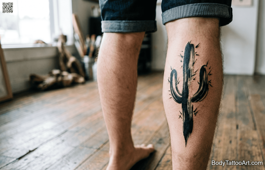 brushstroke Cactus Tattoos
