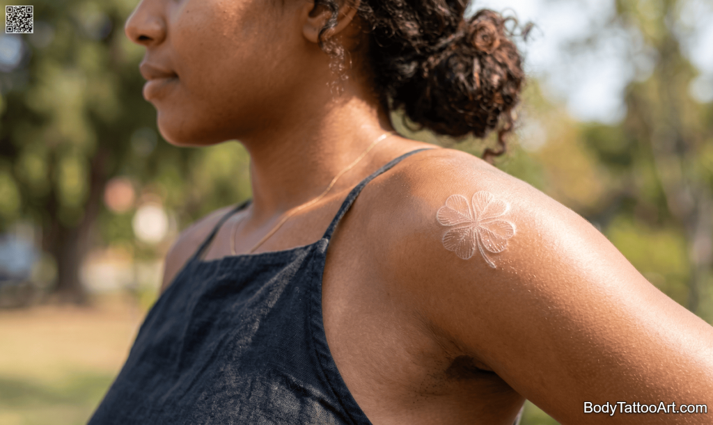 White ink Clover Tattoos