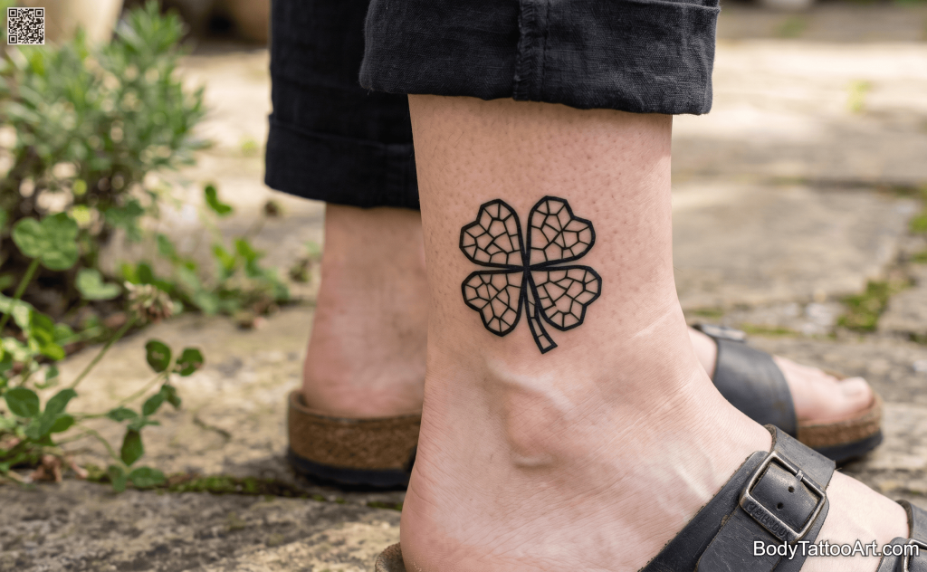 Stained glass blackwork Clover Tattoos