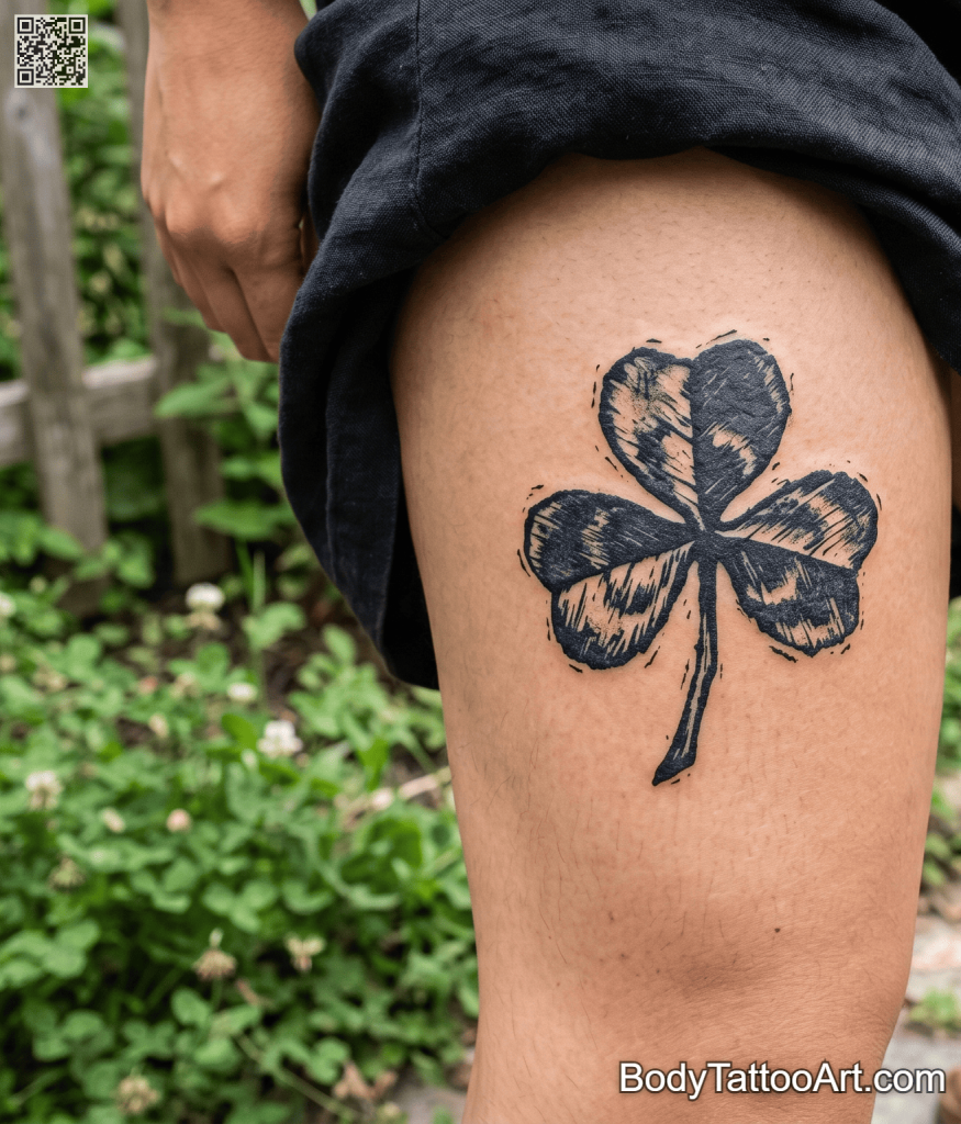 Risograph-inspired Clover Tattoos
