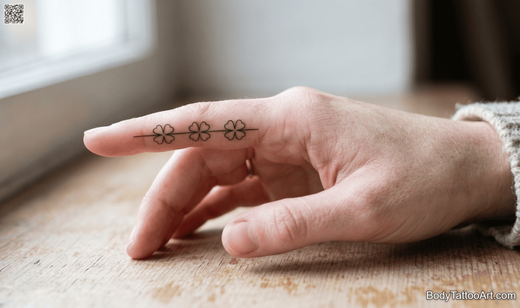 Minimalist fine line Clover Tattoos
