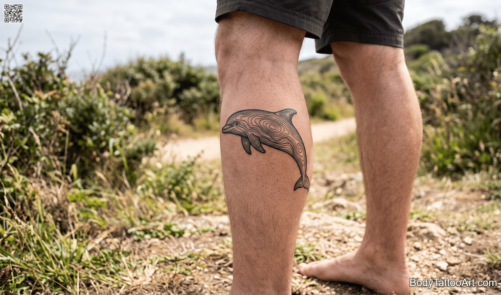 geometric fill Dolphin Tattoos