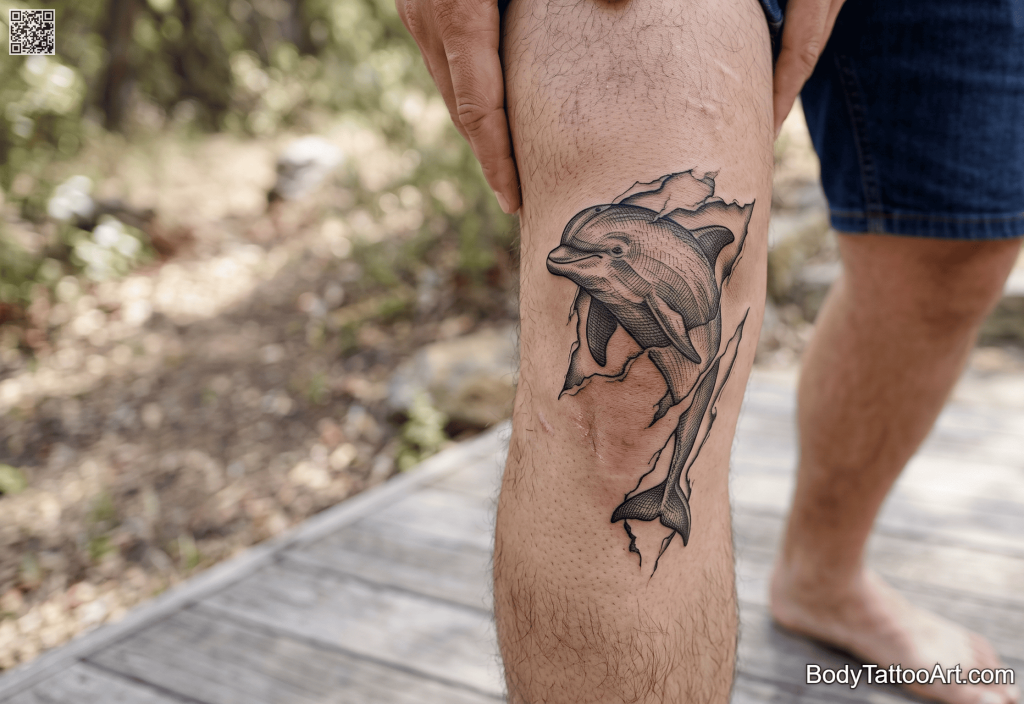 / conceptual blackwork Dolphin Tattoos