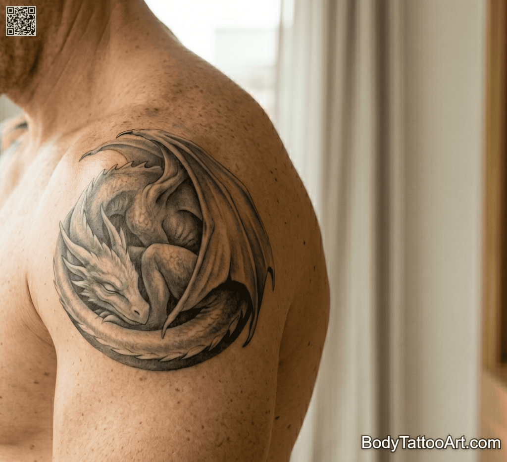 Grey-wash realism Dragon Tattoos