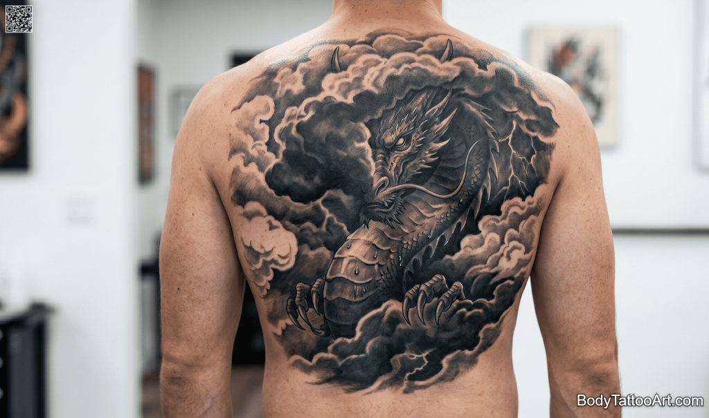 Grey-wash realism Dragon Tattoos